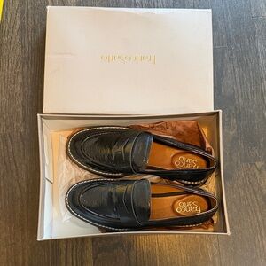 Franco Sarto Glossy Black Slip-On Loafers
